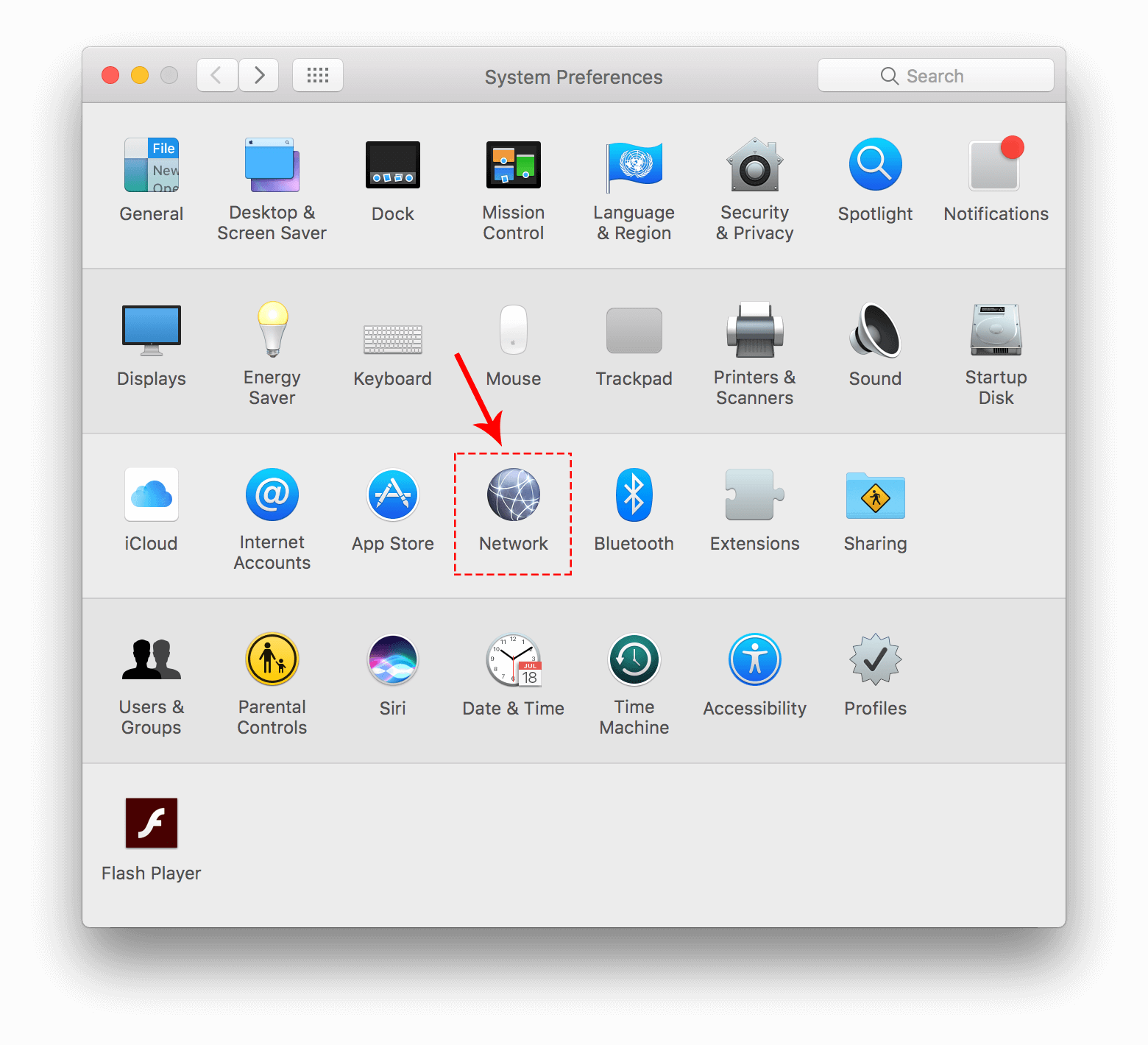Preferences network on macOSX